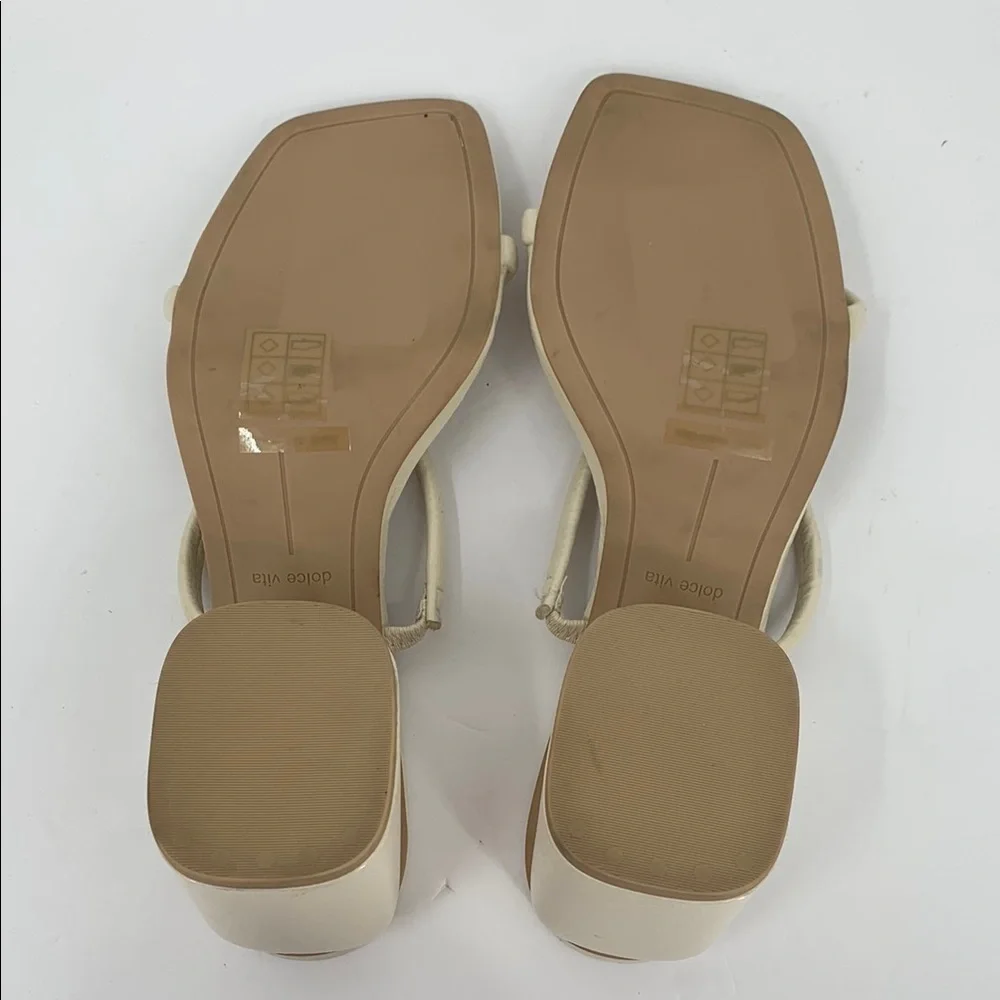 Dolce Vita Double Strap slide heel sandals chunky patent cream ivory strappy 10